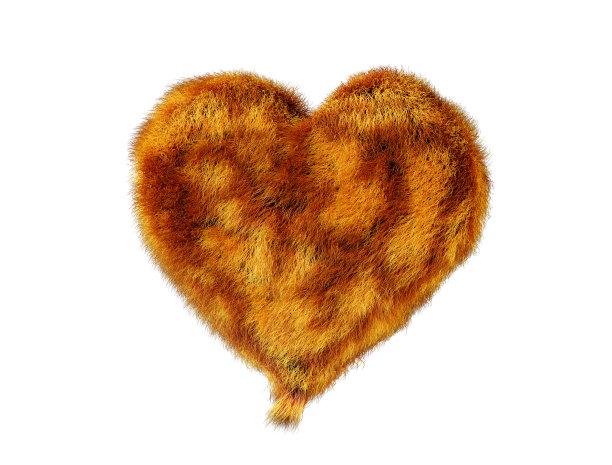 毛茸茸的心与豹纹，3d渲染。心形豹纹。设计元素与猎豹皮肤图案的快乐情人节卡片图片下载