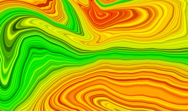 抽象色彩鲜艳的粉彩绿色，黄色橙色的光背景。创造性的情绪。艺术迷幻的数字背景。弯曲的形状插图。充满活力的旗帜。模板。色波效应。墙纸。图片下载