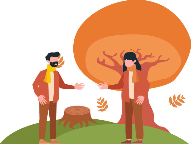 在平坦的直线风格-秋天的背景图片下载