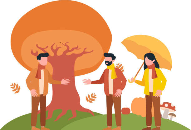 在平坦的直线风格-秋天的背景图片下载