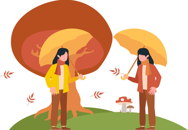 在平坦的直线风格-秋天的背景图片下载