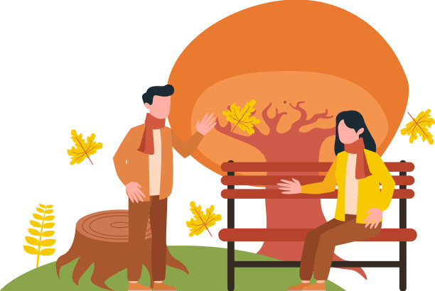 在平坦的直线风格-秋天的背景图片下载