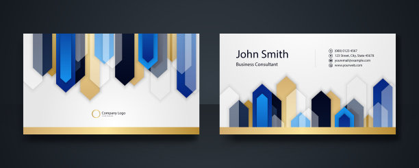 蓝色现代创意名片和名片图片下载