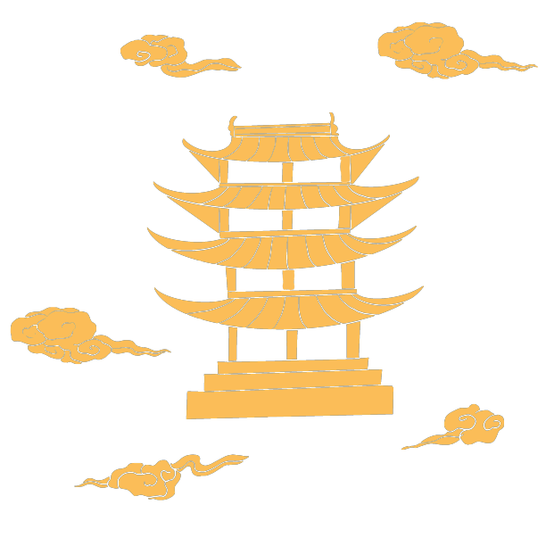 剪纸风祥云建筑图片下载