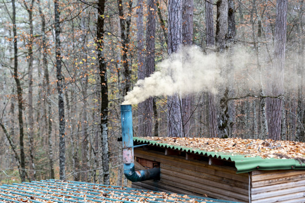 烟囱污染了森林中的空气图片下载