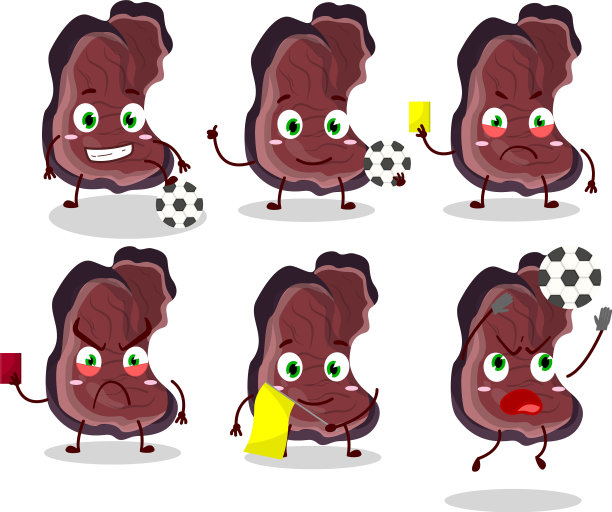 果冻耳朵卡通人物工作的足球图片下载