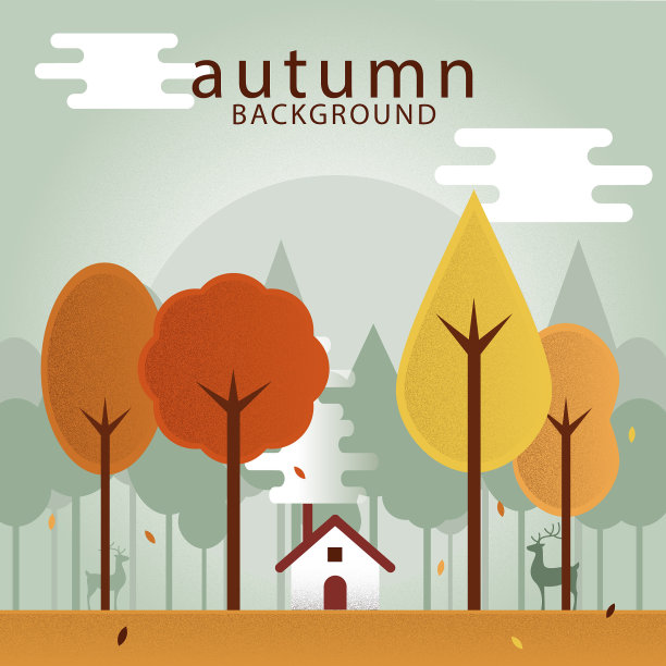 秋天你好橙色卡通插画风次图图片下载