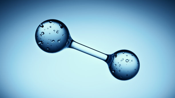 蓝色背景上带有气泡的透明分子图片下载