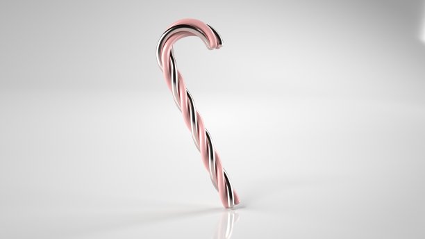 粉色和银色圣诞糖果手杖- 3D插图图片下载