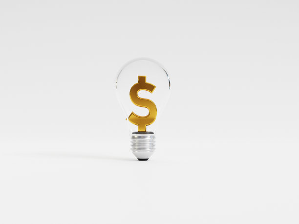 孤立的金色美元标志内透明灯泡的创造性思维想法和解决问题，可以通过3d渲染技术赚更多的钱。图片下载