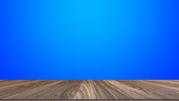 木制桌子，蓝色背景图片下载