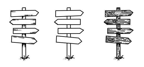 雕刻矢量标志贴牌集涂鸦风格黑白单色艺术。信息空白标签箭头。图片下载