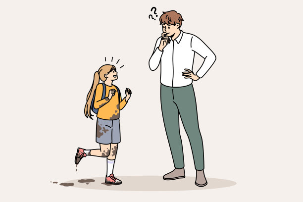 肮脏的女儿和沮丧的父亲概念图片下载