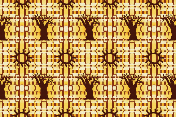 猴面包树，彩色，纹理和无缝的非洲图案(橙色，红色和黑色的颜色)，插图图片下载