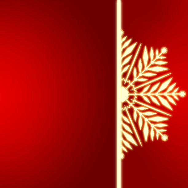 红色背景与大的金色雪花和复制空间。图片下载