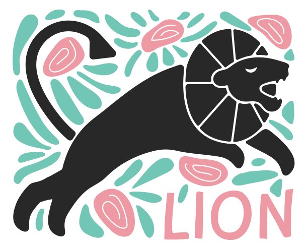 黑色奔跑的狮子剪影在光的背景。图片下载