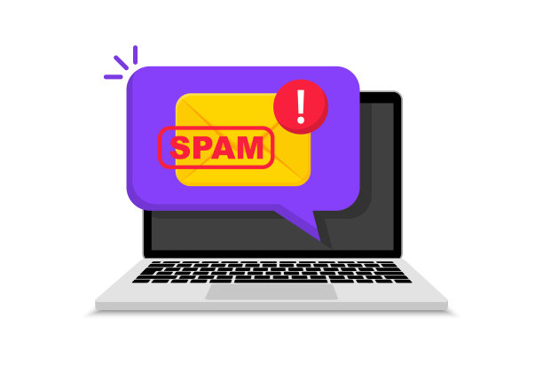 垃圾邮件的概念。垃圾邮件在笔记本电脑屏幕上。警告和警告垃圾邮件通知。信封和垃圾邮件。垃圾邮件的邮箱。病毒、电子邮件欺诈、电子邮件垃圾邮件概念。矢量插图。图片下载