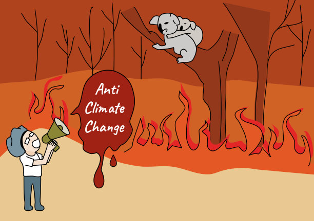 一个女孩拿着扩音器反对气候变化运动带来的灾难图片下载