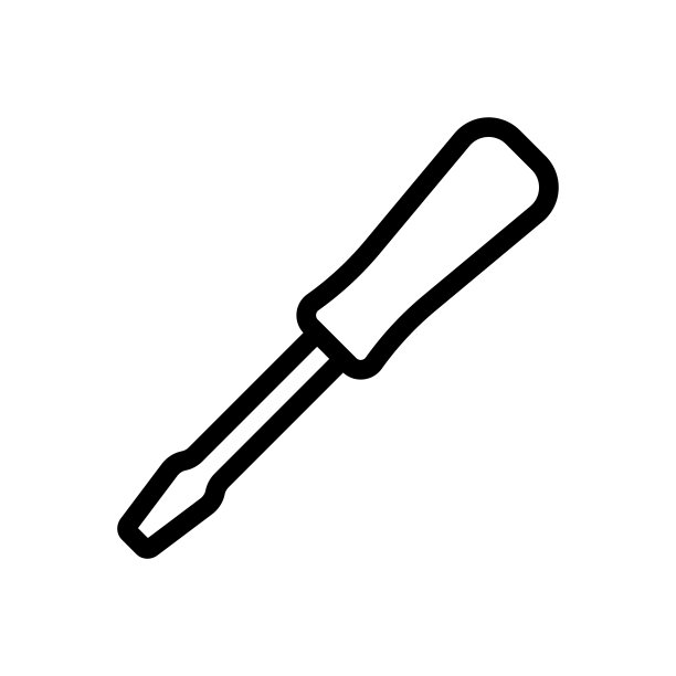 螺丝刀图标。黑色轮廓线轮廓。侧视图。矢量简单平面图形说明。白色背景上的孤立对象。隔离。图片下载