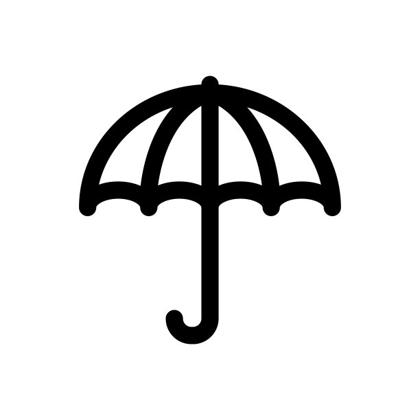 伞图标。黑色轮廓线轮廓。侧视图。矢量简单平面图形说明。白色背景上的孤立对象。隔离。图片下载