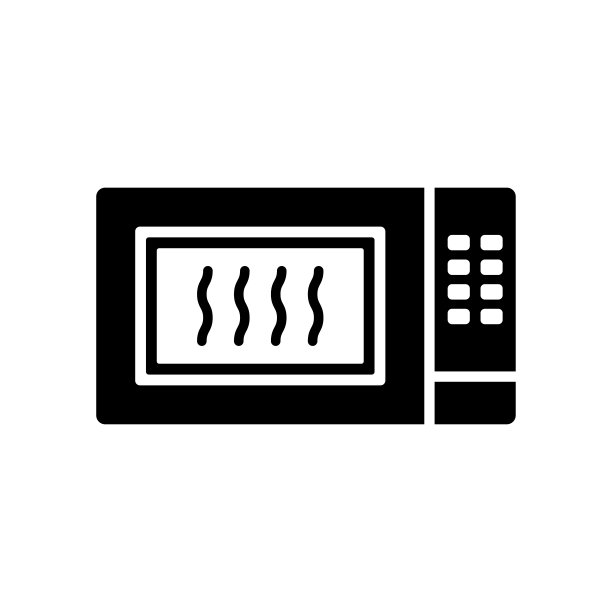 微波炉图标。黑色的轮廓。前视图。矢量简单平面图形说明。白色背景上的孤立对象。隔离。图片下载