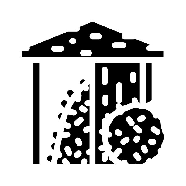 干草在谷仓字形图标矢量插图图片下载