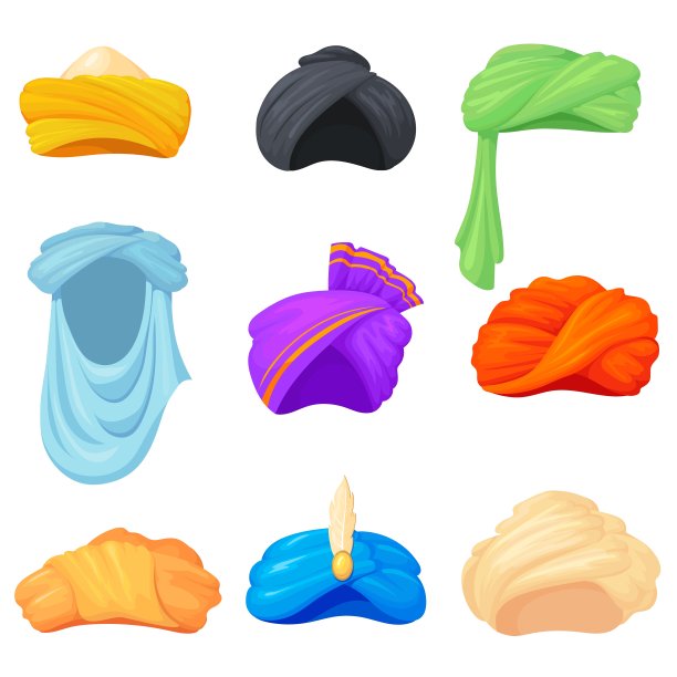 阿拉伯头巾。印度传统帽子、印度文化服饰、锡克教头饰、东方文化头饰、阿拉伯民族服饰图片下载