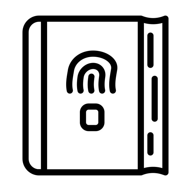 日记与指纹扫描器线图标矢量插图图片下载