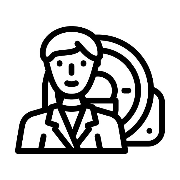 MRI检查医生线条图标矢量插图图片下载