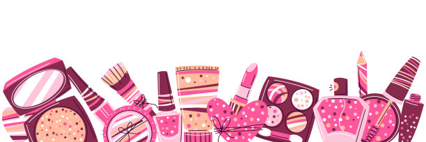 具有护肤和化妆化妆品的背景。说明广告。美容和时尚项目。图片下载