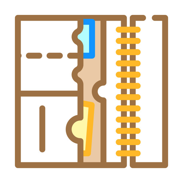 里面口袋在日记封面彩色图标矢量插图图片下载