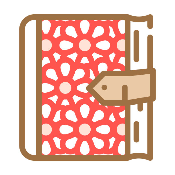 花在日记封面彩色图标矢量插图图片下载