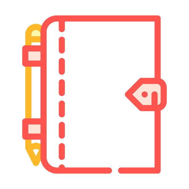 日记与钢笔颜色图标矢量插图图片下载