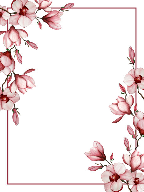 水彩花,木兰。卡片，信件，明信片的设计元素。图片下载