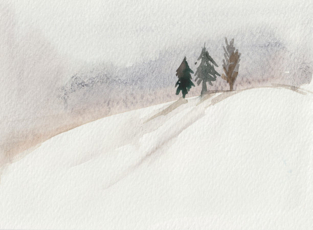 水彩的冬景图片下载