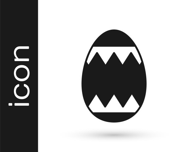 黑色复活节彩蛋图标孤立在白色的背景。复活节快乐。向量图片下载