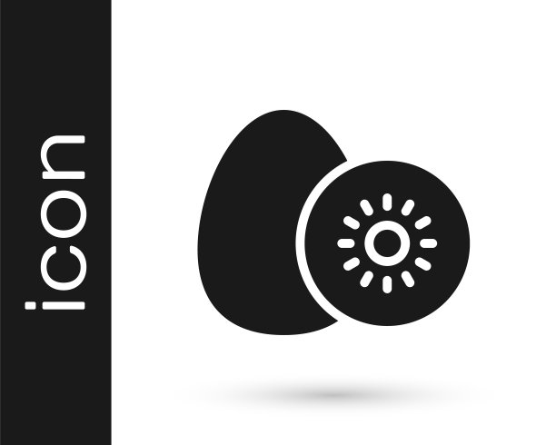 黑色猕猴桃图标孤立在白色背景。向量图片下载