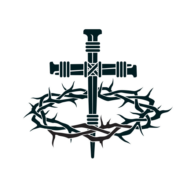 耶稣钉着带荆棘王冠的十字架图片下载