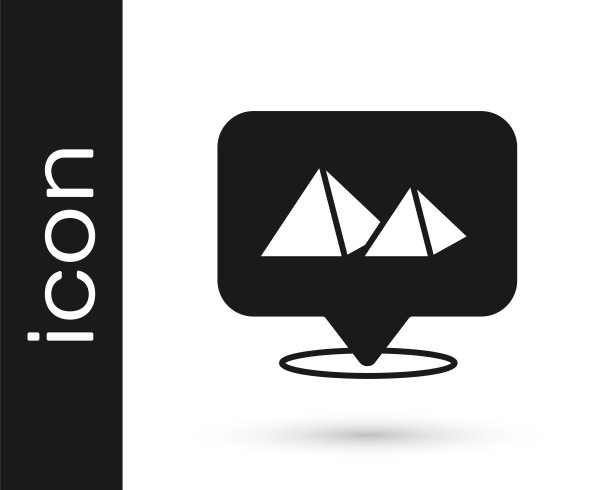 黑色埃及金字塔图标孤立在白色背景。古埃及的象征。向量图片下载