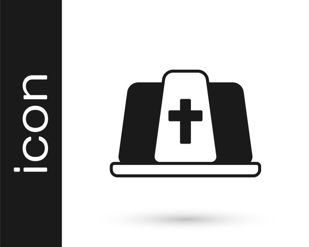 黑色教皇帽图标孤立在白色背景。基督教的帽子的迹象。向量图片下载