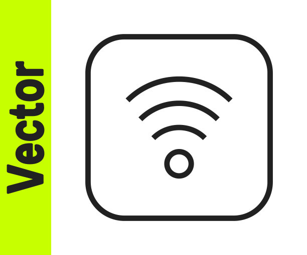 黑线Wi-Fi无线互联网网络符号图标孤立在白色背景。向量图片下载