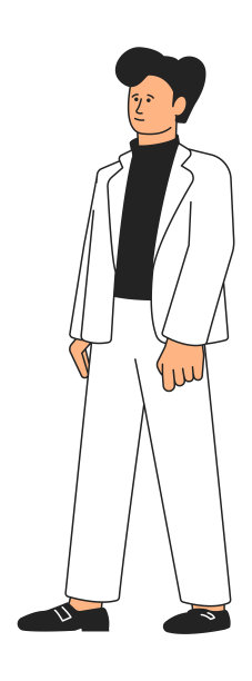 男人站着。穿着白色西装微笑的家伙。听力的人图片下载