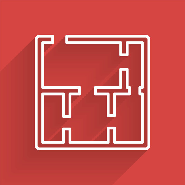 白线白宫计划图标孤立与长阴影。向量图片下载