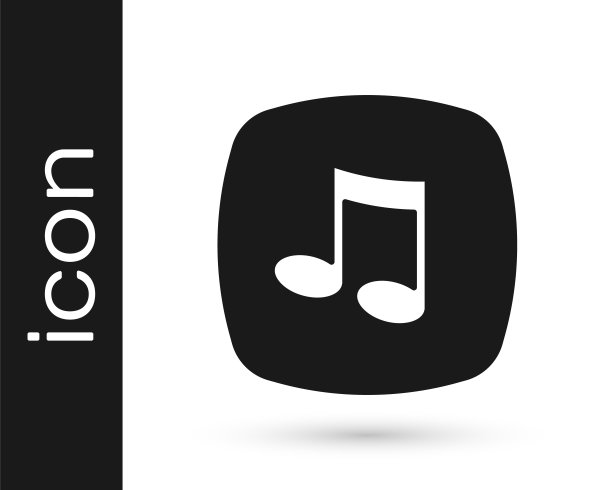 黑人音乐的音符，音调图标孤立在白色的背景。向量图片下载