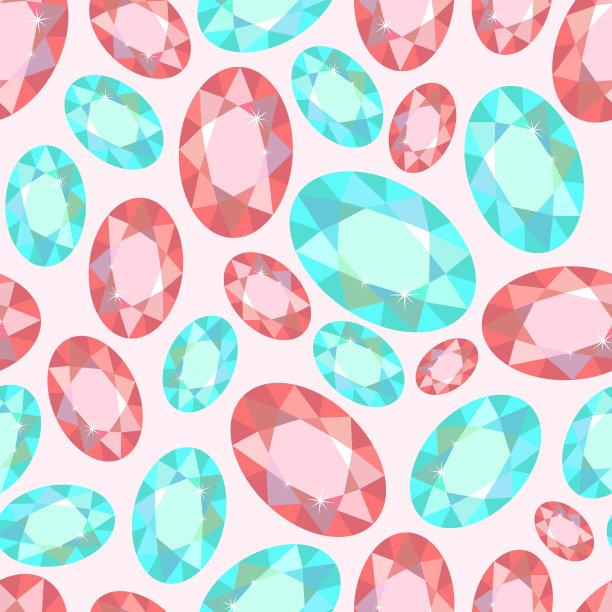 粉色和蓝色椭圆宝石无缝图案图片下载