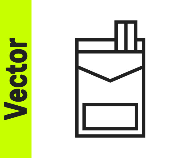 黑线香烟盒图标孤立在白色背景。香烟包装。向量图片下载