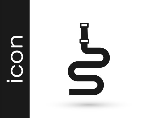 黑色消防软管卷轴图标孤立的白色背景。向量图片下载