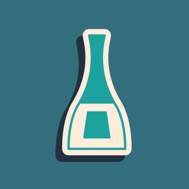 绿色的指甲油图标孤立的绿色背景瓶。长长的阴影风格。向量图片下载