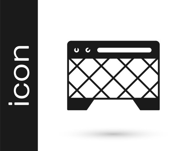 黑色吉他放大器图标孤立的白色背景。乐器。向量图片下载