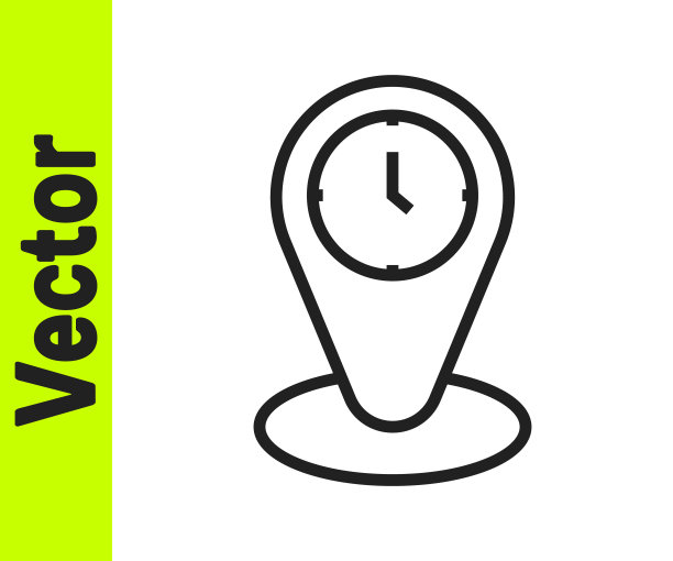 黑线隔离在白色背景上的时区时钟图标。向量图片下载